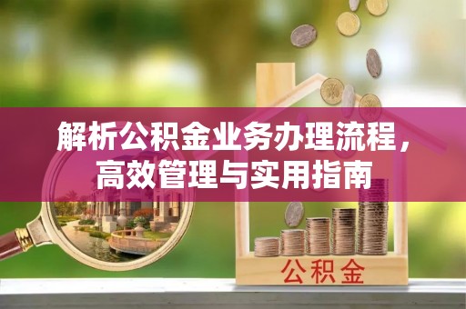 织金解析公积金业务办理流程，高效管理与实用指南