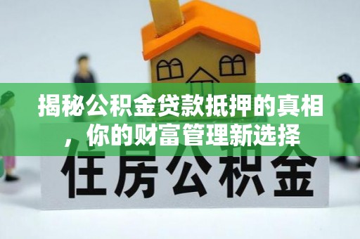 织金揭秘公积金贷款抵押的真相，你的财富管理新选择