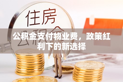 织金公积金支付物业费，政策红利下的新选择